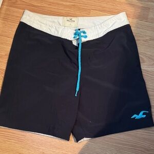 Hollister Men’s blue swim shorts with White Waistband